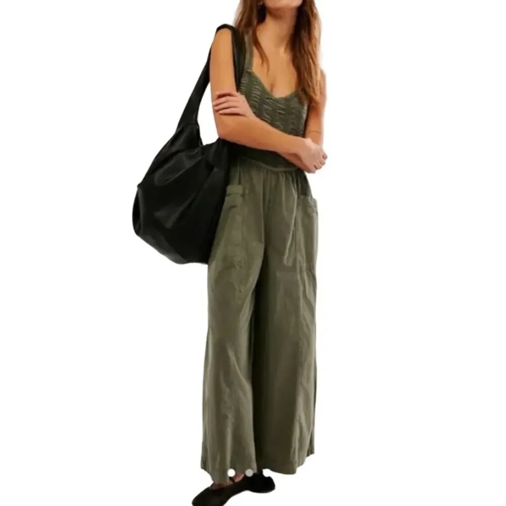 Free People Forever Always Ruched Jumpsuit in Dried Basal size Medium - Picture 1 of 6